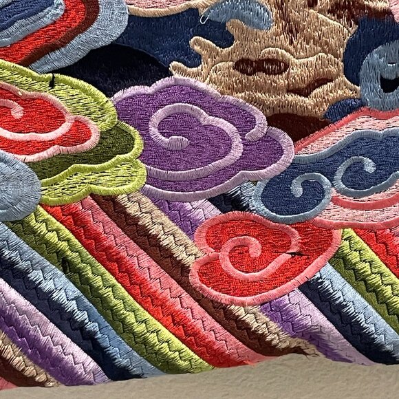 FX. & MONGYI Rare Embroidered Midi Puffer Coat Black/Rainbow 2X/Med (See Note) - Picture 5 of 13